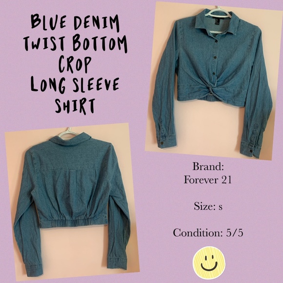 Twist bottom denim crop top - Picture 1 of 1